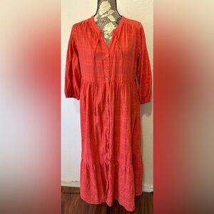 YFB Young Fabulous & Broke Coral Button Midi Dress- Size M